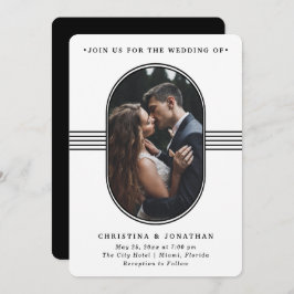 フレームエレガント |白黒の写真結婚の 招待状