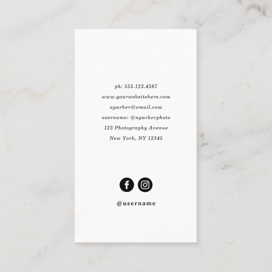 フレームエレガント|白黒写真 名刺 (裏面)