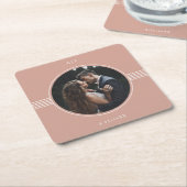 フレームエレガント | Terracotta写真結婚の スクエアペーパーコースター (アングル)