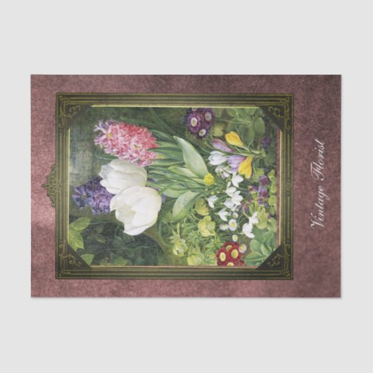 フレームオランダ春の花ボタニカルオンメタリック 薄葉紙 (正面)