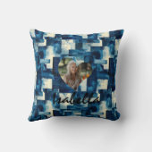 フレームカスタムと抽象芸術ブルーを備えたフォト枕 クッション (裏面)