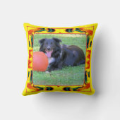 フレームカラフル自分のペットの写真を作成 クッション (裏面)