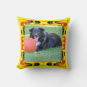 フレームカラフル自分のペットの写真を作成 クッション (正面)