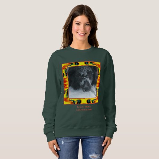 フレームカラフル自分のペットの写真を作成 スウェットシャツ (正面フル)