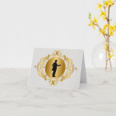 フレームカードのメービクトリアンルマンシルエット カード (黄色い花)