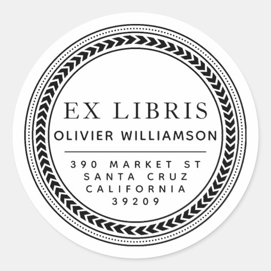 フレームクラシカル男らしExライブラリ蔵書票 ラウンドシール (正面)