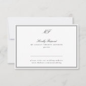 フレームクラシックドフォーマルブラックタイウェブサイトモノグラム 出欠カード (正面)