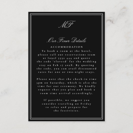 フレームクラシックドフォーマルTuxedoの結婚詳細情報 エンクロージャーカード (正面)