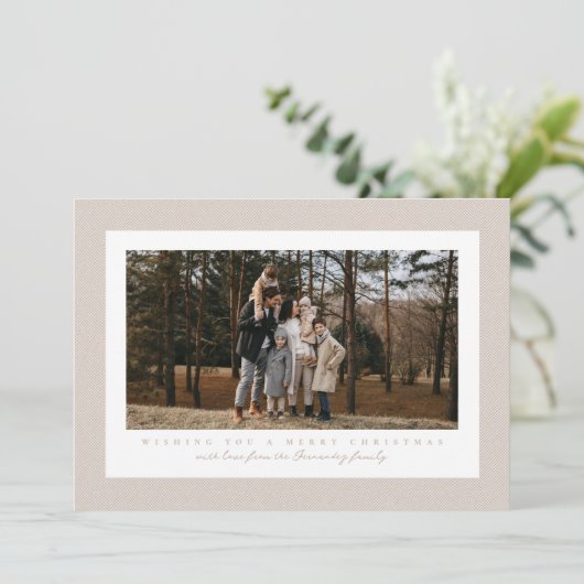 フレームクラシックニュートラルベージュのクリスマスフォト シーズンカード (スタンド正面)