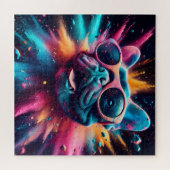 フレームクールインフランスの: Bulldogポートレート ジグソーパズル (横)