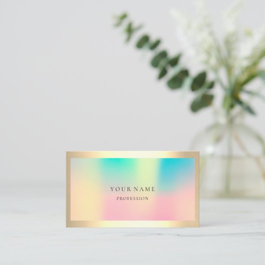 フレームグラデーション単プロフェッショナル金ゴールドグラデーションパール 名刺 (スタンド正面)