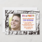 フレームグランジフォト誕生日パーティーへの招待 招待状 (正面)