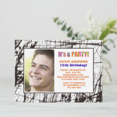 フレームグランジフォト誕生日パーティーへの招待 招待状 (スタンド正面)