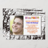 フレームグランジフォト誕生日パーティーへの招待 招待状 (正面/裏面)