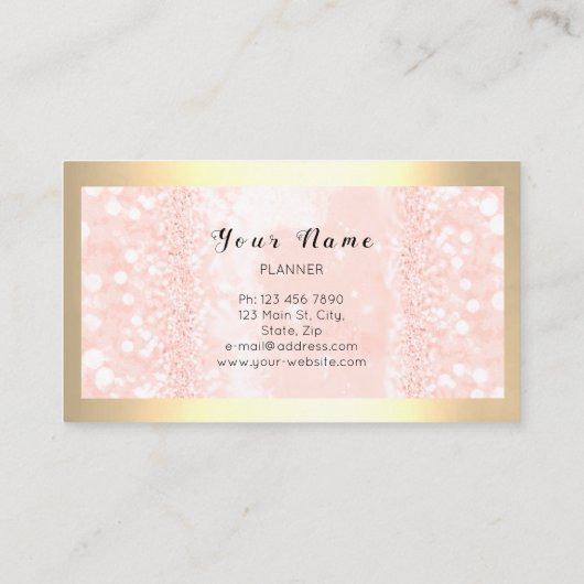 フレームグリッタードリップメイクアップアーティストバラの点滅MUA 名刺 (裏面)