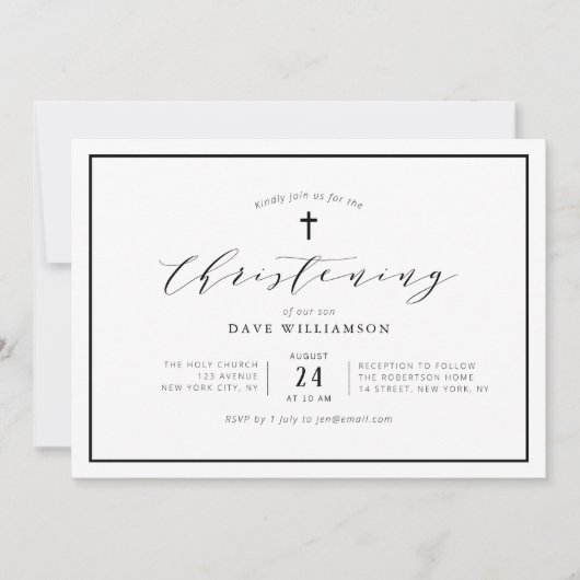 フレームシンプルエレガント《キリスト教》洗礼式や命名式招待 招待状 (正面)