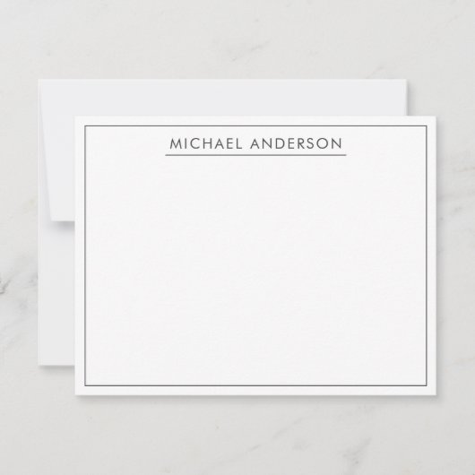 フレームシンプル付きミニマリスト名 ノートカード (正面)