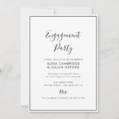 フレームシンプル婚約パーティ招待 招待状 (正面)