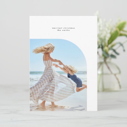 フレームスタイリッシュオエレガントバルB&Wクリスマスフォト シーズンカード (スタンド正面)
