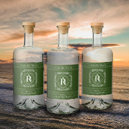 フレームスタイリッシュグリーンモノグラム リキュールボトルラベル