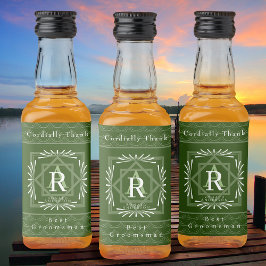 フレームスタイリッシュグリーンモノグラム リキュールボトルラベル