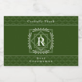 フレームスタイリッシュグリーンモノグラム リキュールボトルラベル (シングルラベル)