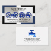 フレームスタイリッシュシルバー配管アイコン 名刺 (正面/裏面)