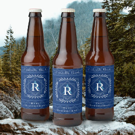 フレームスタイリッシュネイビーモノグラム ビールラベル