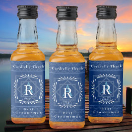 フレームスタイリッシュネイビーモノグラム リキュールボトルラベル