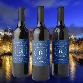 フレームスタイリッシュネイビーモノグラム ワインラベル