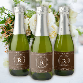 フレームスタイリッシュブラウンモノグラム スパークリングワインラベル