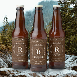 フレームスタイリッシュブラウンモノグラム ビールラベル