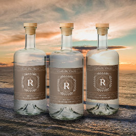 フレームスタイリッシュブラウンモノグラム リキュールボトルラベル