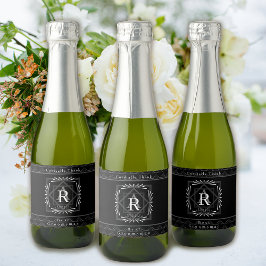 フレームスタイリッシュブラックモノグラム スパークリングワインラベル