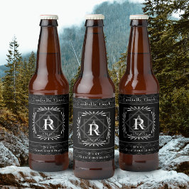 フレームスタイリッシュブラックモノグラム ビールラベル