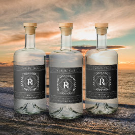 フレームスタイリッシュブラックモノグラム リキュールボトルラベル