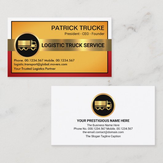 フレームスタイリッシュ金ゴールドトラックタブ 名刺 (正面/裏面)