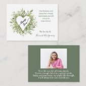 フレームハート柳ブランチ悔やみや弔慰感謝していカード ノートカード (正面/裏面)