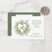 フレームハート柳ブランチ悔やみや弔慰感謝していカード ノートカード (正面/裏面インサイチュ)