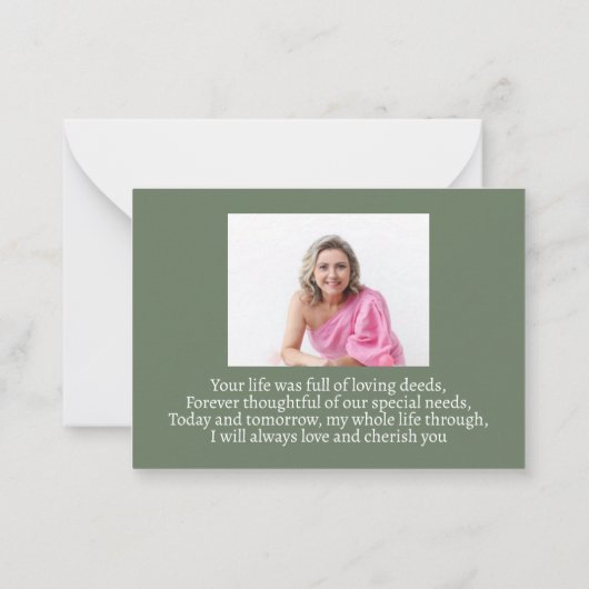 フレームハート柳ブランチ悔やみや弔慰感謝していカード ノートカード (裏面)