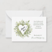 フレームハート柳ブランチ悔やみや弔慰感謝していカード ノートカード (正面)