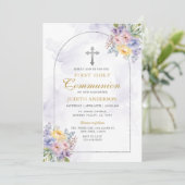 フレームパープルバラファースト聖餐式 招待状 (スタンド正面)