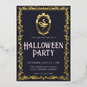 フレームビクトリアンスネークハローウィンパーティ 箔招待状 (正面)
