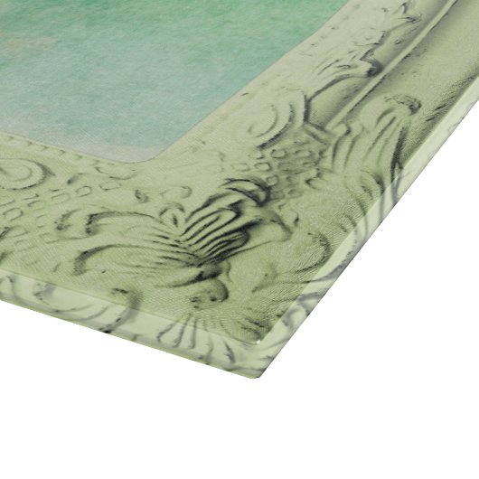 フレームビクトリアンス絵画キのエレガントティール（緑がかった色）クリーム カッティングボード (角)