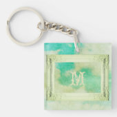 フレームビクトリアンス絵画キのエレガントティール(緑がかった色)クリーム キーホルダー (正面)