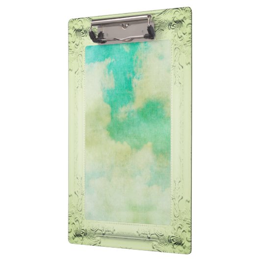 フレームビクトリアンス絵画キのエレガントティール（緑がかった色）クリーム クリップボード (左)