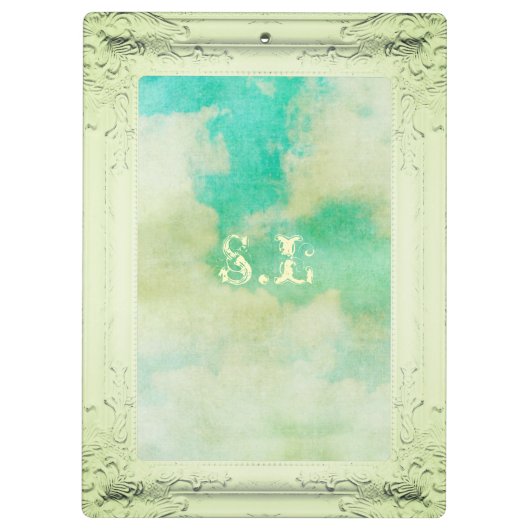 フレームビクトリアンス絵画キのエレガントティール（緑がかった色）クリーム クリップボード (裏面)