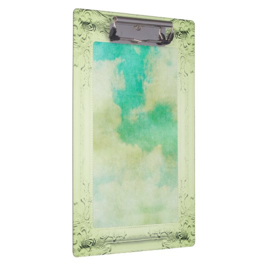 フレームビクトリアンス絵画キのエレガントティール（緑がかった色）クリーム クリップボード (右)