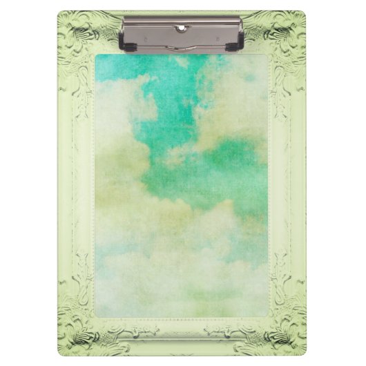 フレームビクトリアンス絵画キのエレガントティール(緑がかった色)クリーム クリップボード (正面)