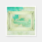 フレームビクトリアンス絵画キのエレガントティール（緑がかった色）クリーム スタンダードカクテルナプキン (正面)